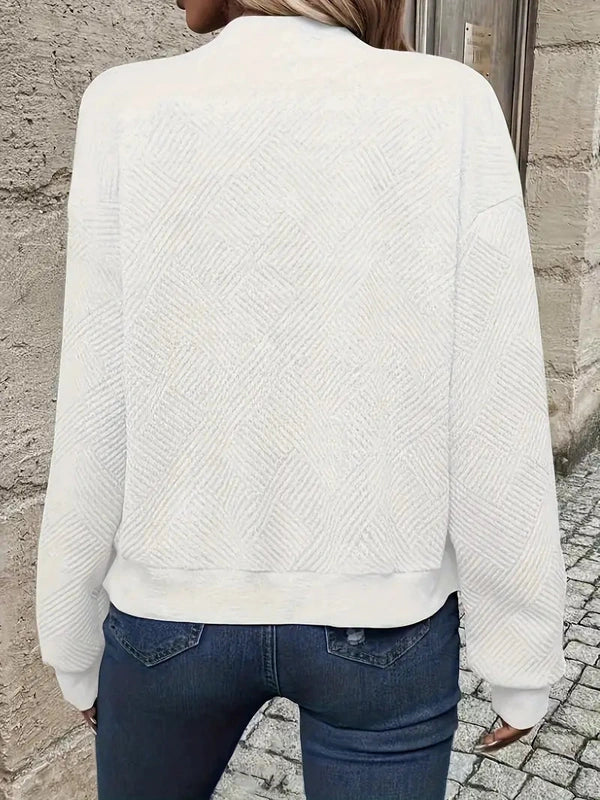 Kort bomberjakke til kvinder med lynlås og mønster