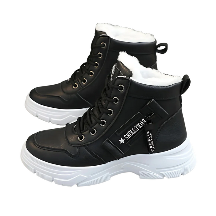 Dame vinterstøvler med snørebånd og pelsfor