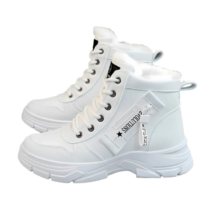 Dame vinterstøvler med snørebånd og pelsfor