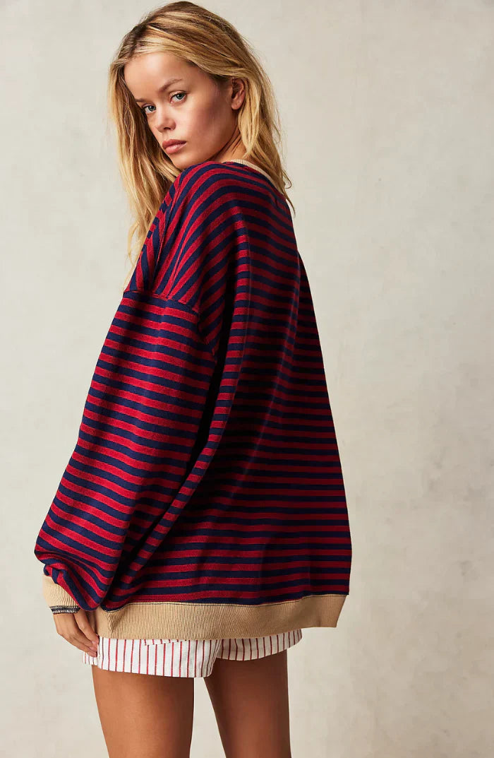 Bluse uden ærmer til kvinder med stribet look