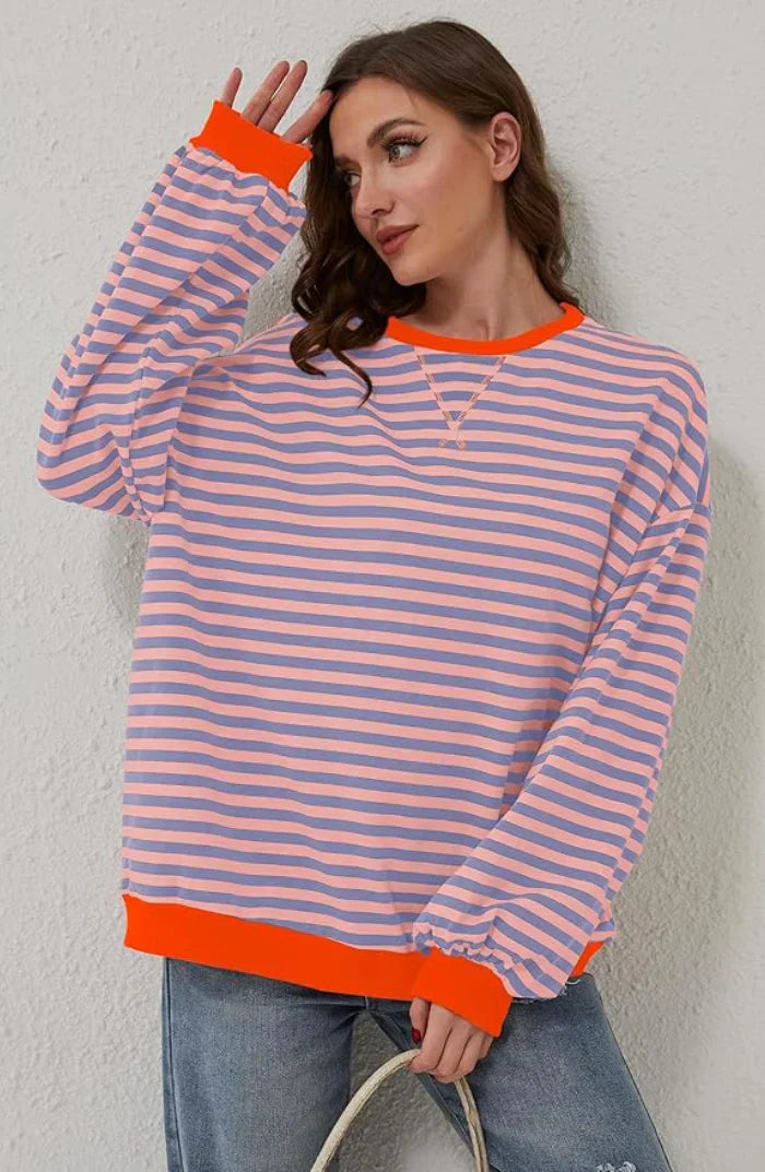 Bluse uden ærmer til kvinder med stribet look