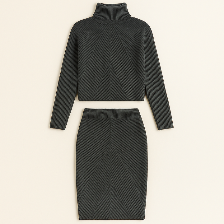 Strik sæt til damer – varm coltrøje og nederdel til vinter