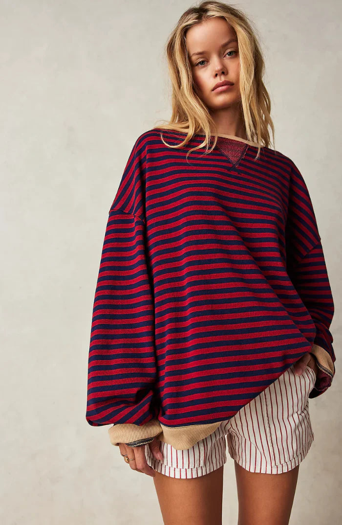 Bluse uden ærmer til kvinder med stribet look