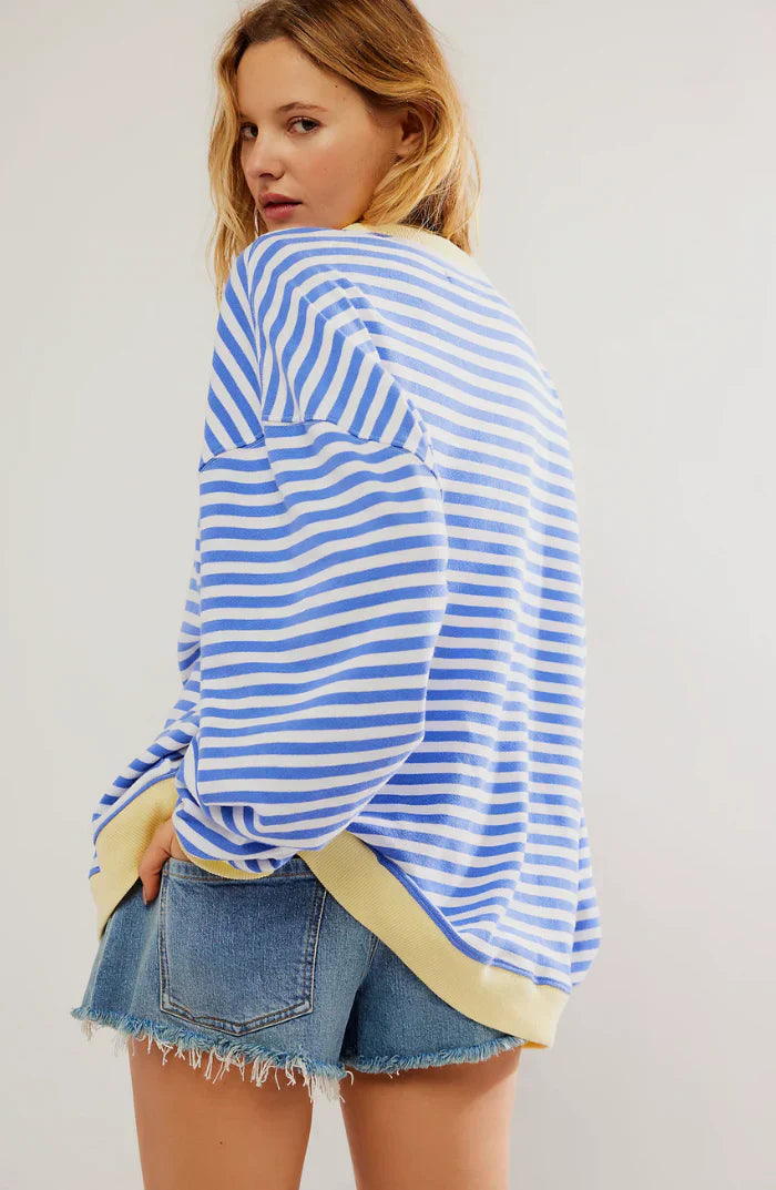 Bluse uden ærmer til kvinder med stribet look