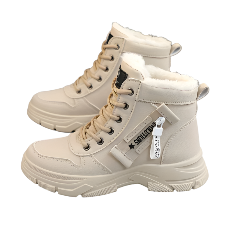 Dame vinterstøvler med snørebånd og pelsfor