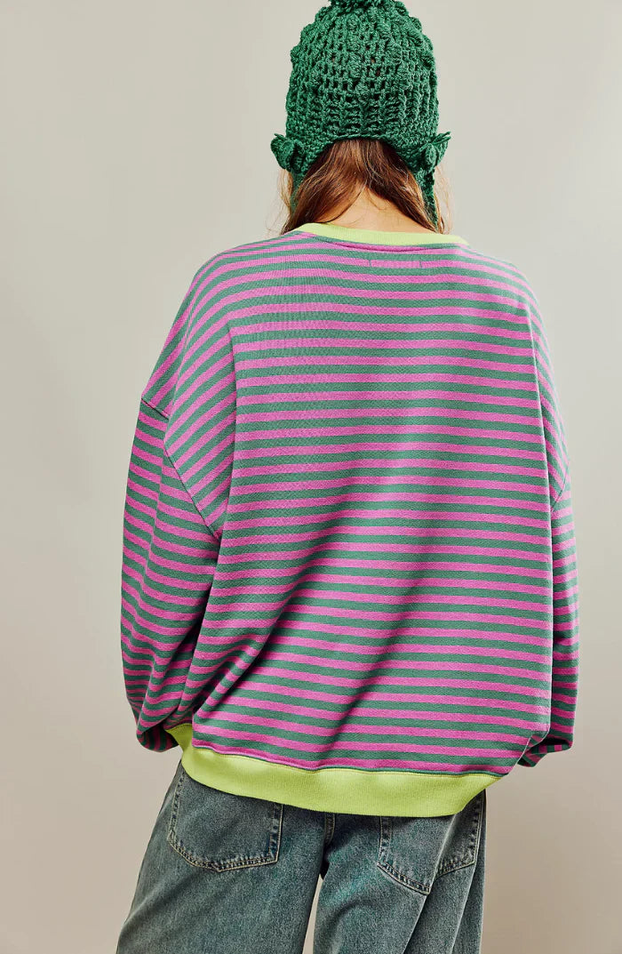 Bluse uden ærmer til kvinder med stribet look