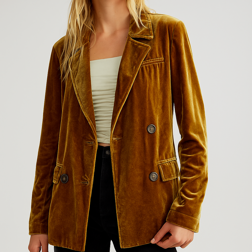 Blazer til kvinder i ensfarvet design med krave