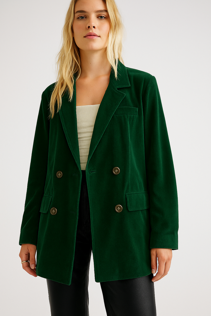 Blazer til kvinder i ensfarvet design med krave