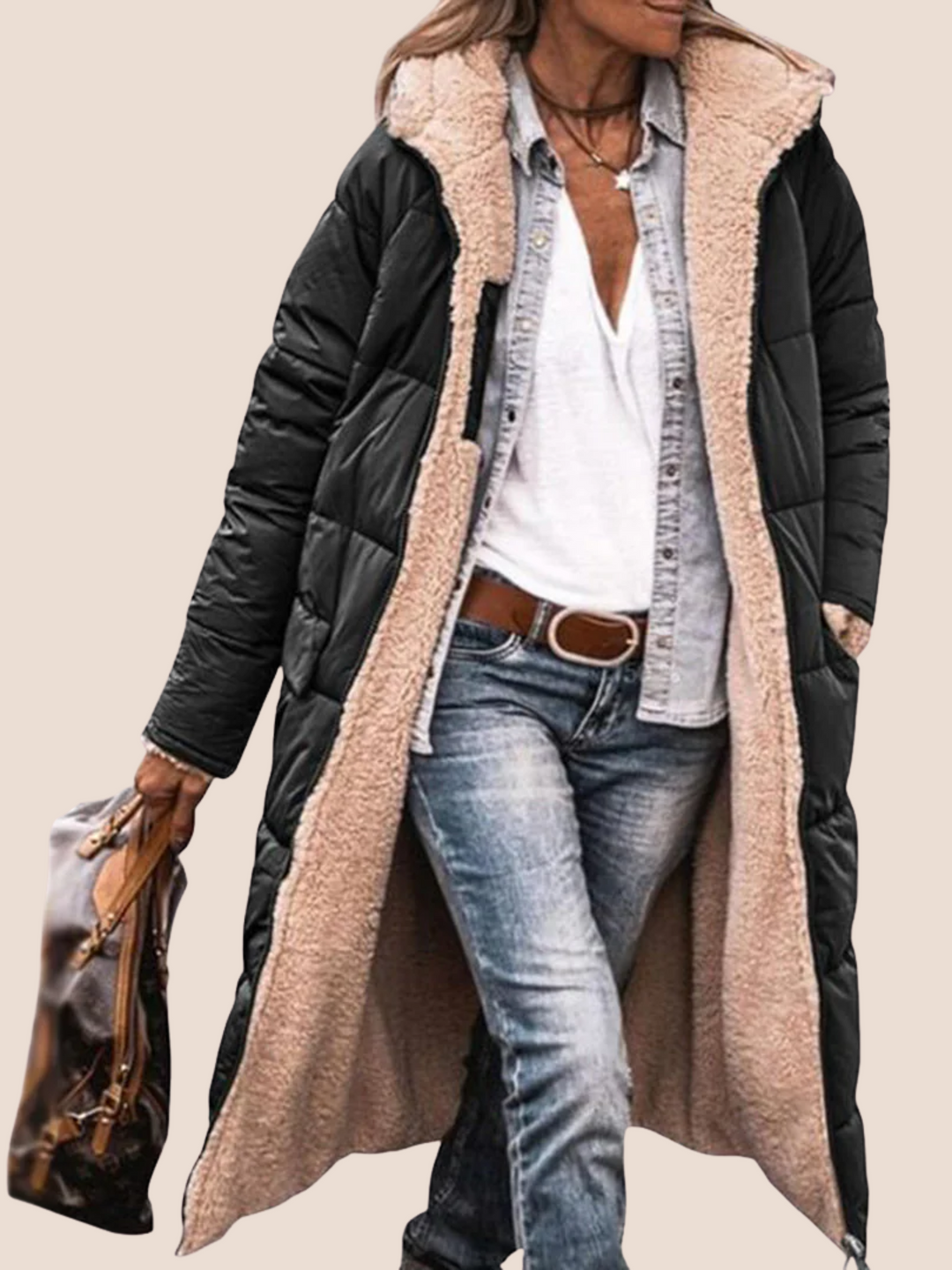 Lang vinterfrakke til kvinder