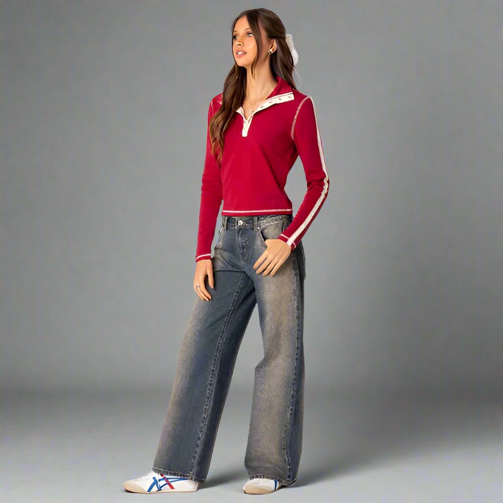 Dame jeans med lav talje og stretch