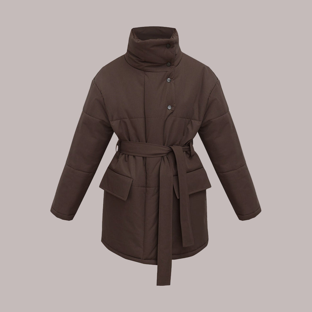 Jakke dame oversize puffer jakke med høj krave og lommer