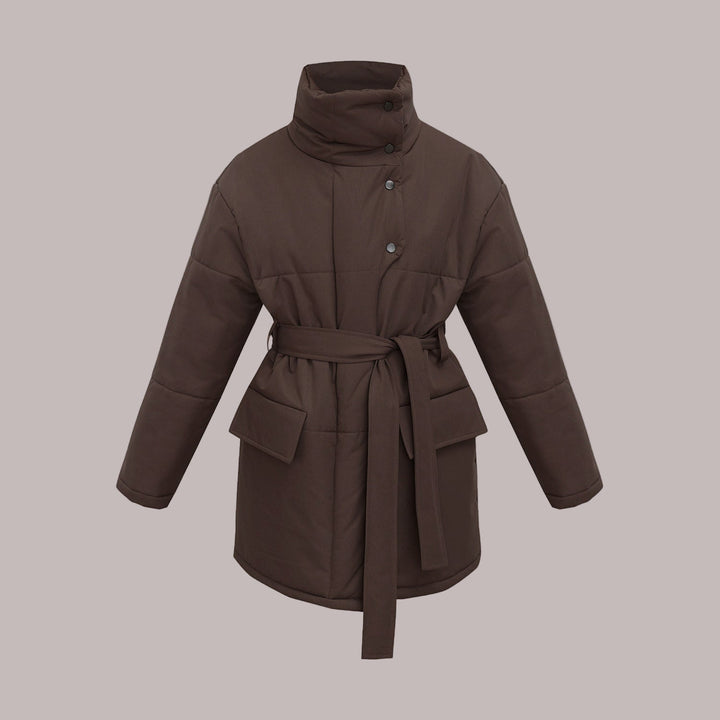 Jakke dame oversize puffer jakke med høj krave og lommer