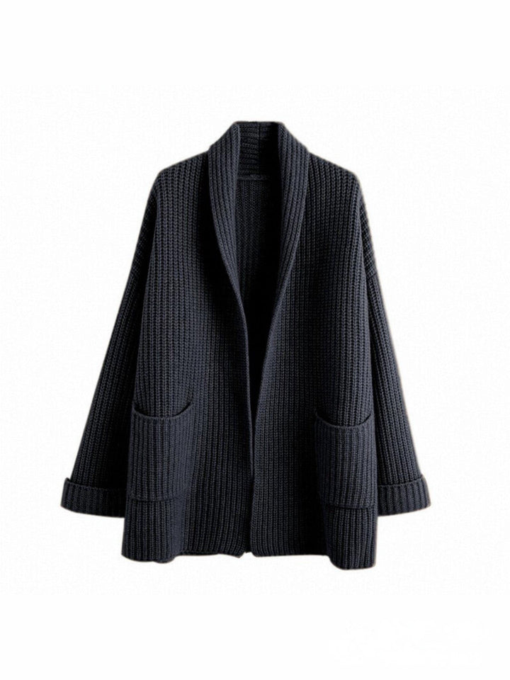 Cardigan til kvinder med lommer og åben front
