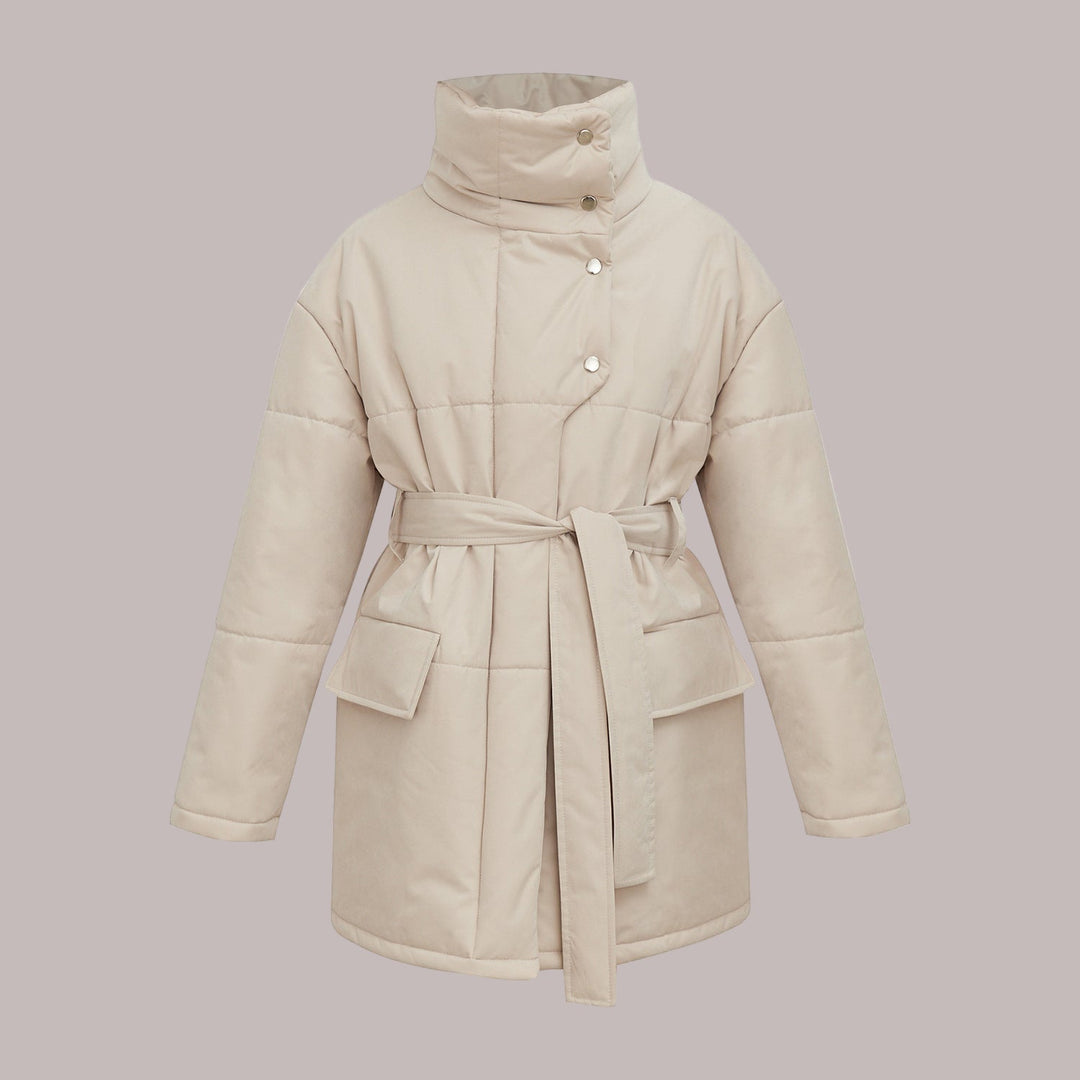 Jakke dame oversize puffer jakke med høj krave og lommer