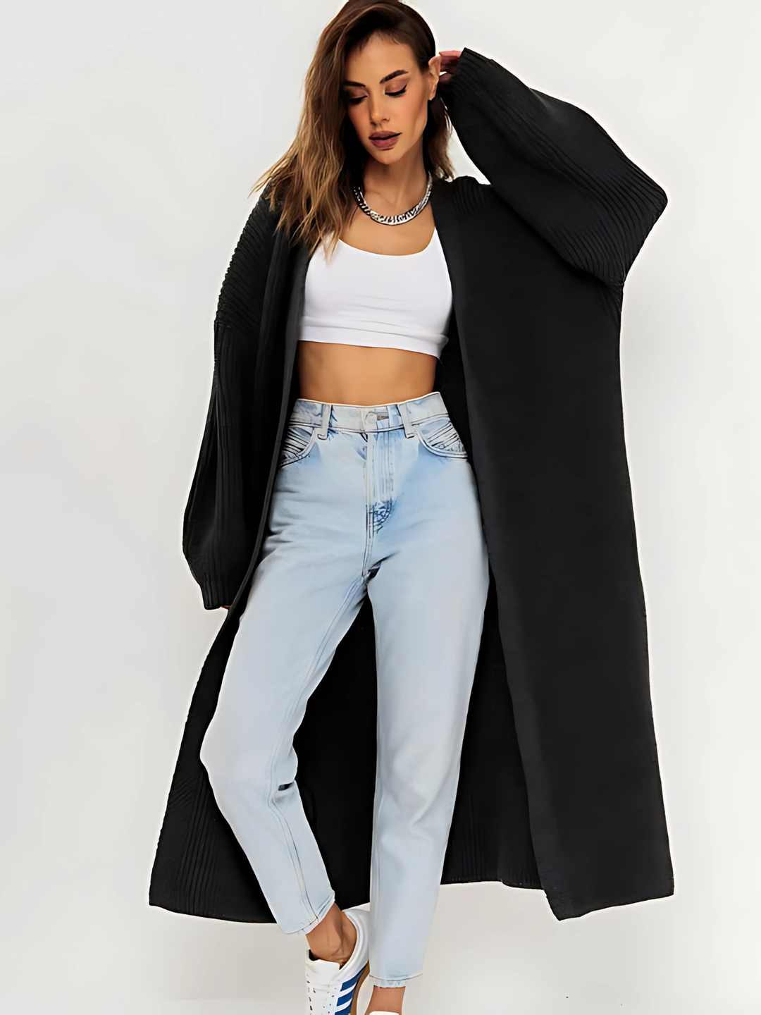 Dame cardigan med åben front
