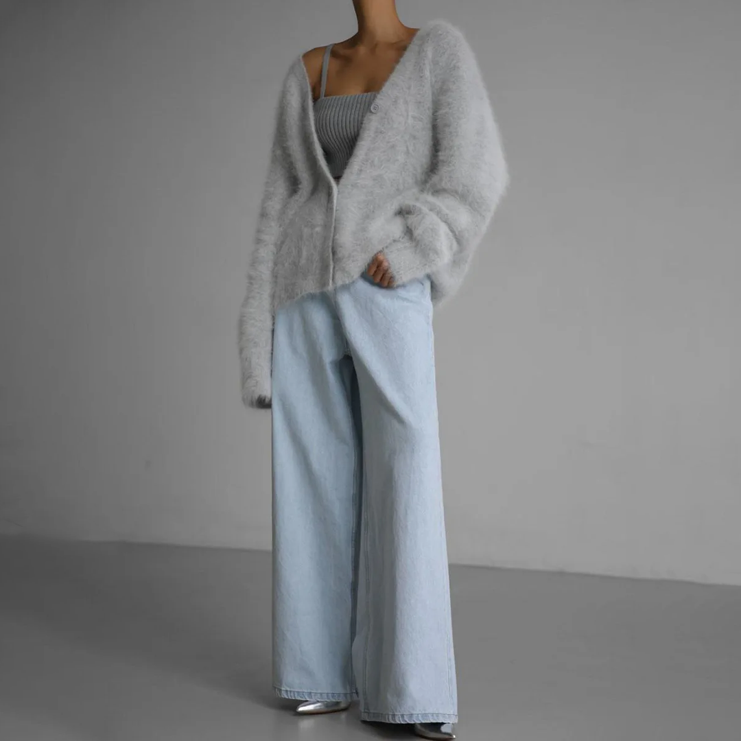 Cardigan dame – striktrøje med knapper