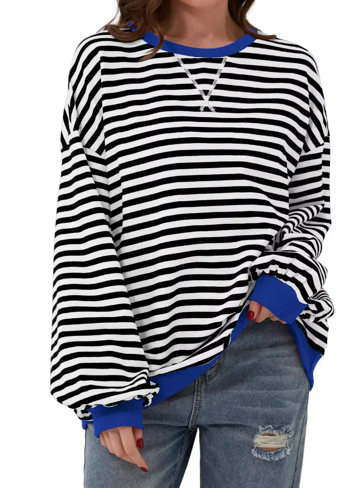 Bluse uden ærmer til kvinder med stribet look