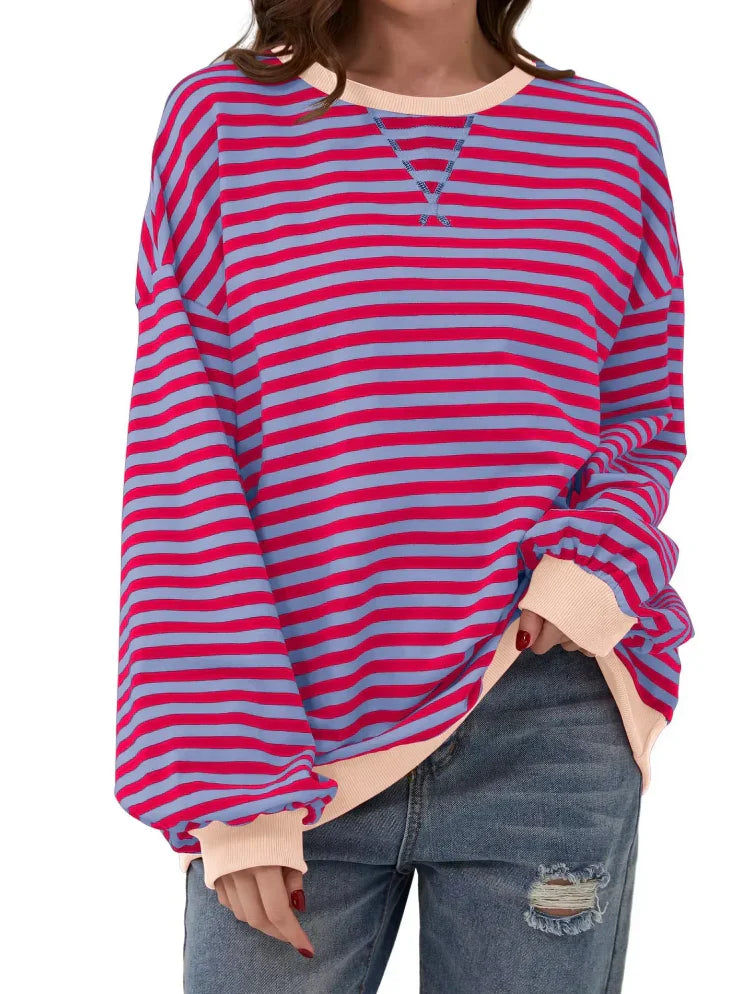 Bluse uden ærmer til kvinder med stribet look