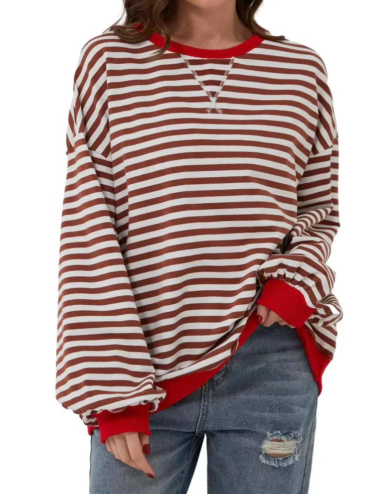 Bluse uden ærmer til kvinder med stribet look