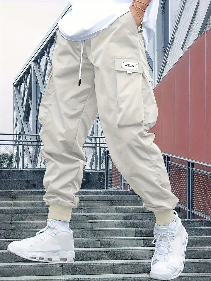 Herre cargo joggebukser med sidelommer og elastisk kant