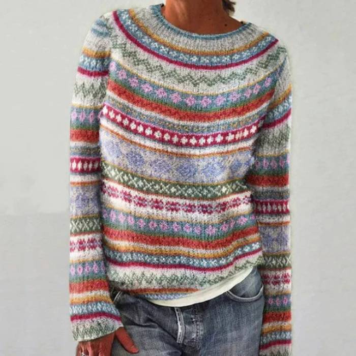 Dame sweater med retroinspireret design