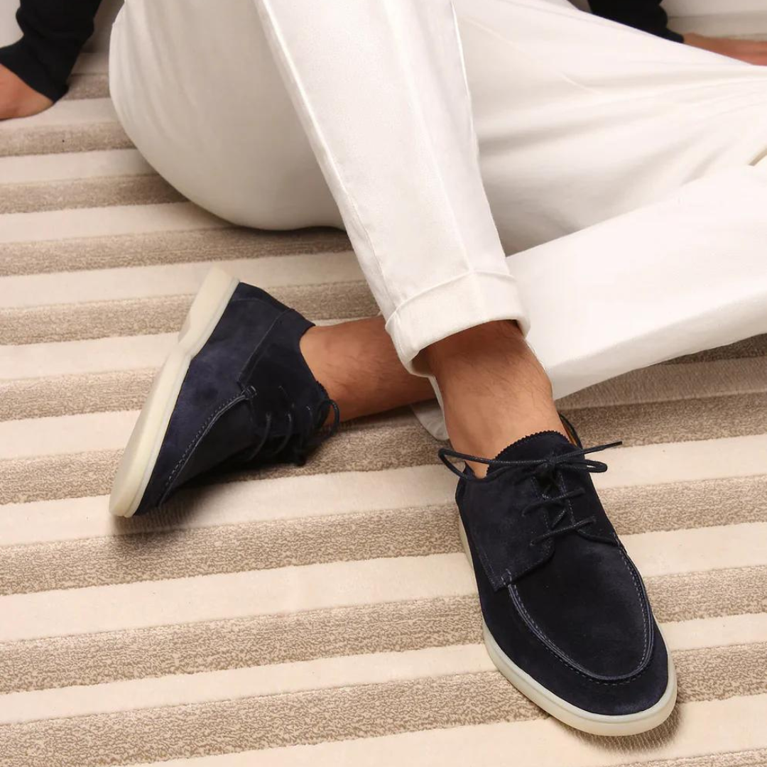 Herre loafers med snørebånd og lys sål
