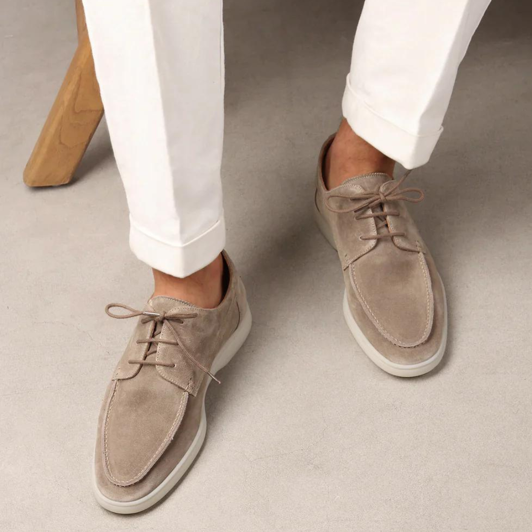 Herre loafers med snørebånd og lys sål