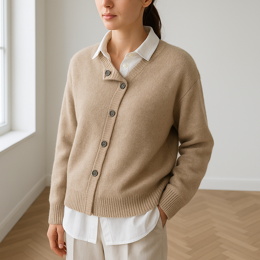Cardigan dame – striktrøje med knapper