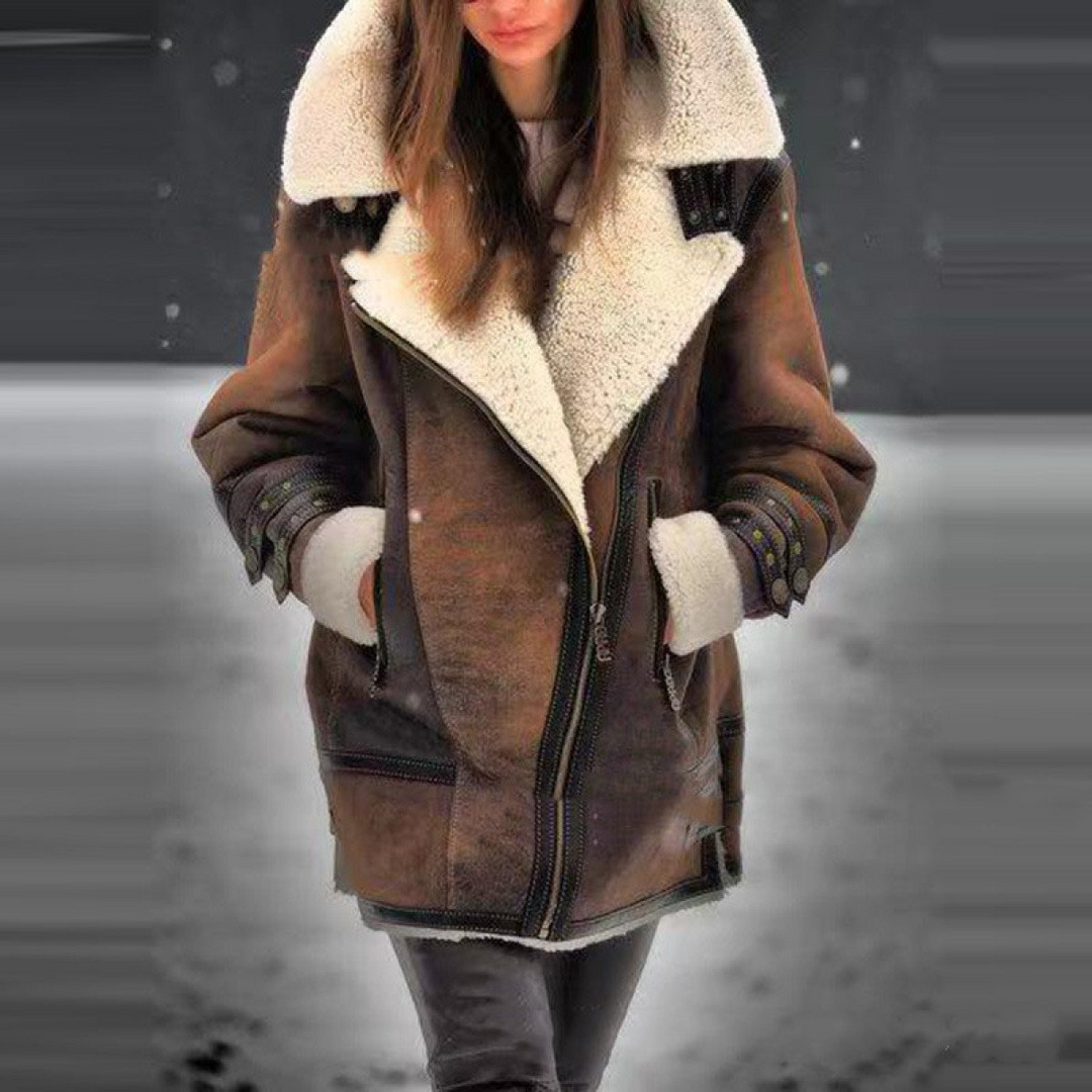 Dame vinterjakke – varm jakke med fleecefor og bred krave