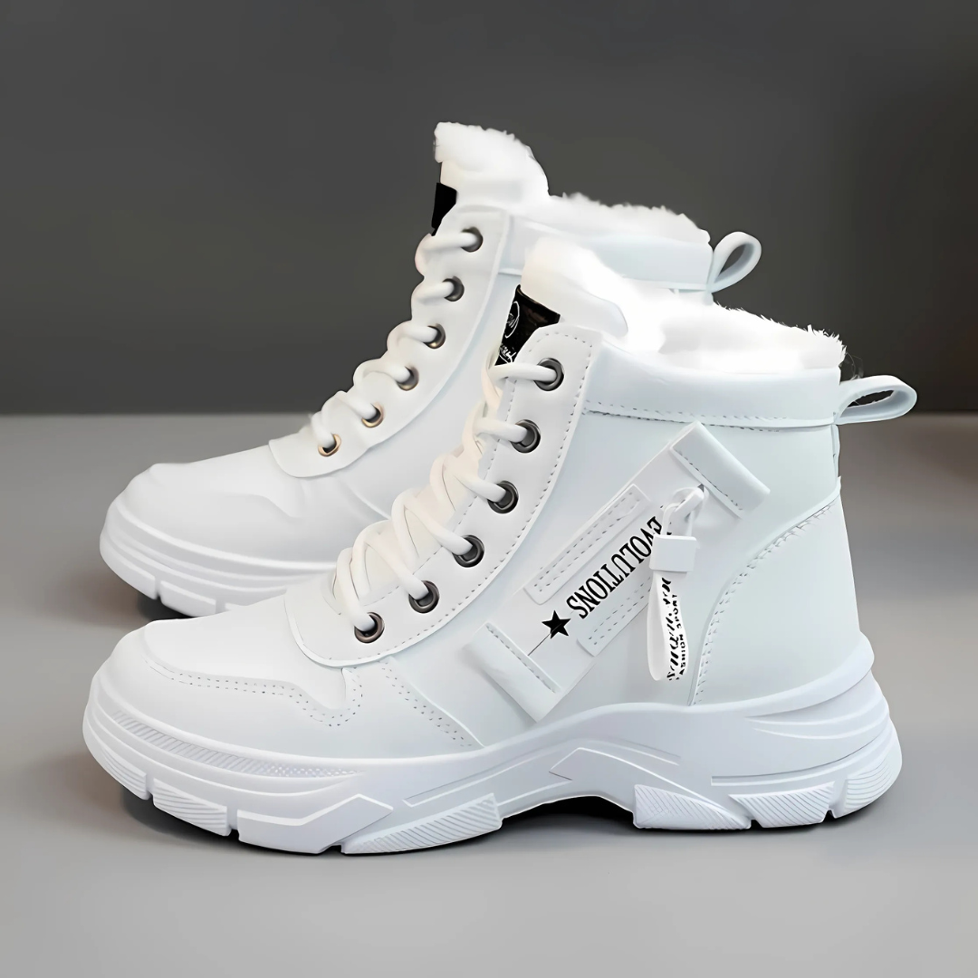 Dame vinterstøvler med snørebånd og pelsfor