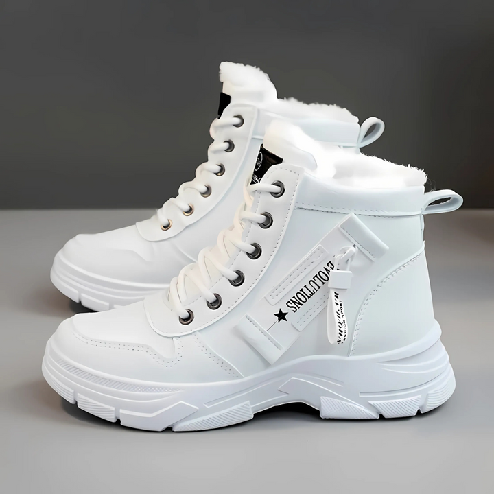 Dame vinterstøvler med snørebånd og pelsfor