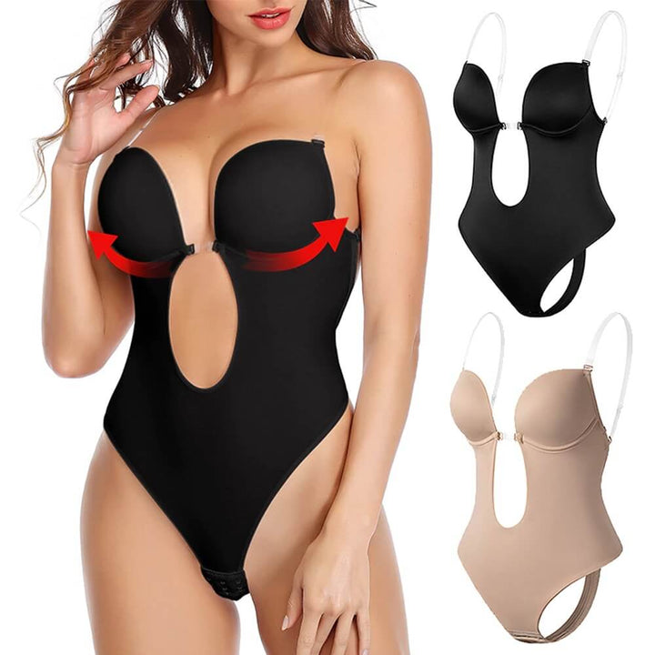 Dyb V-hals rygløs bodyshaper