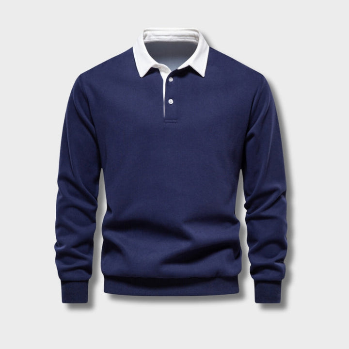 Herre sweater – polo pullover med krave