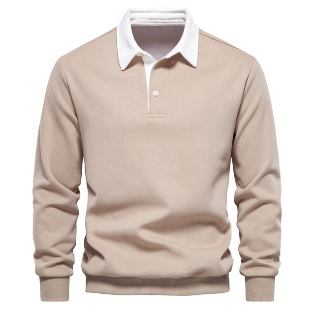 Herre sweater – polo pullover med krave