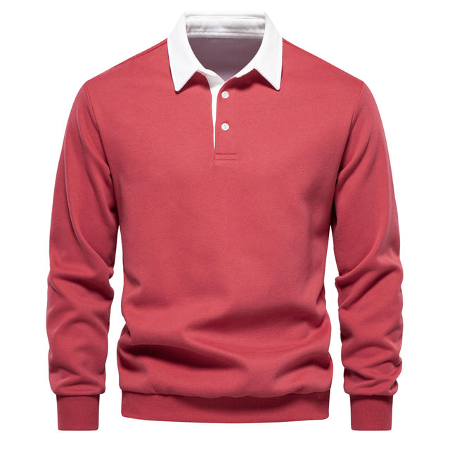 Herre sweater – polo pullover med krave
