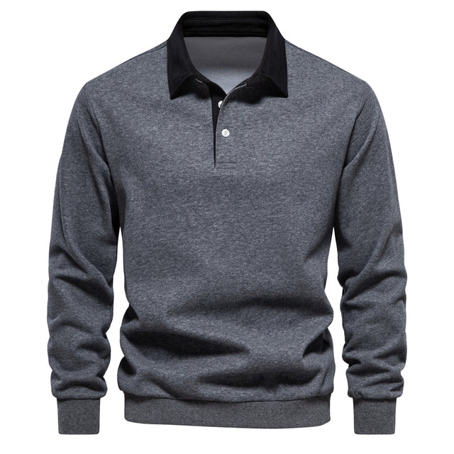 Herre sweater – polo pullover med krave
