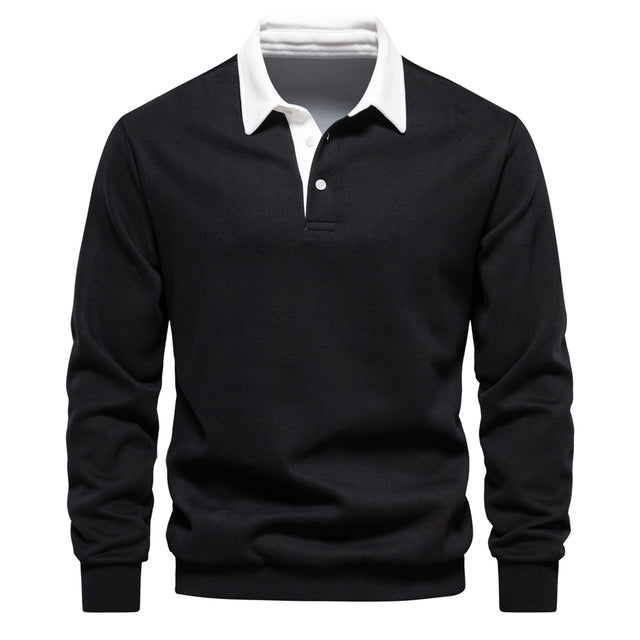 Herre sweater – polo pullover med krave