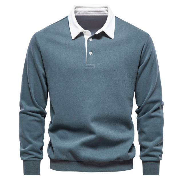 Herre sweater – polo pullover med krave