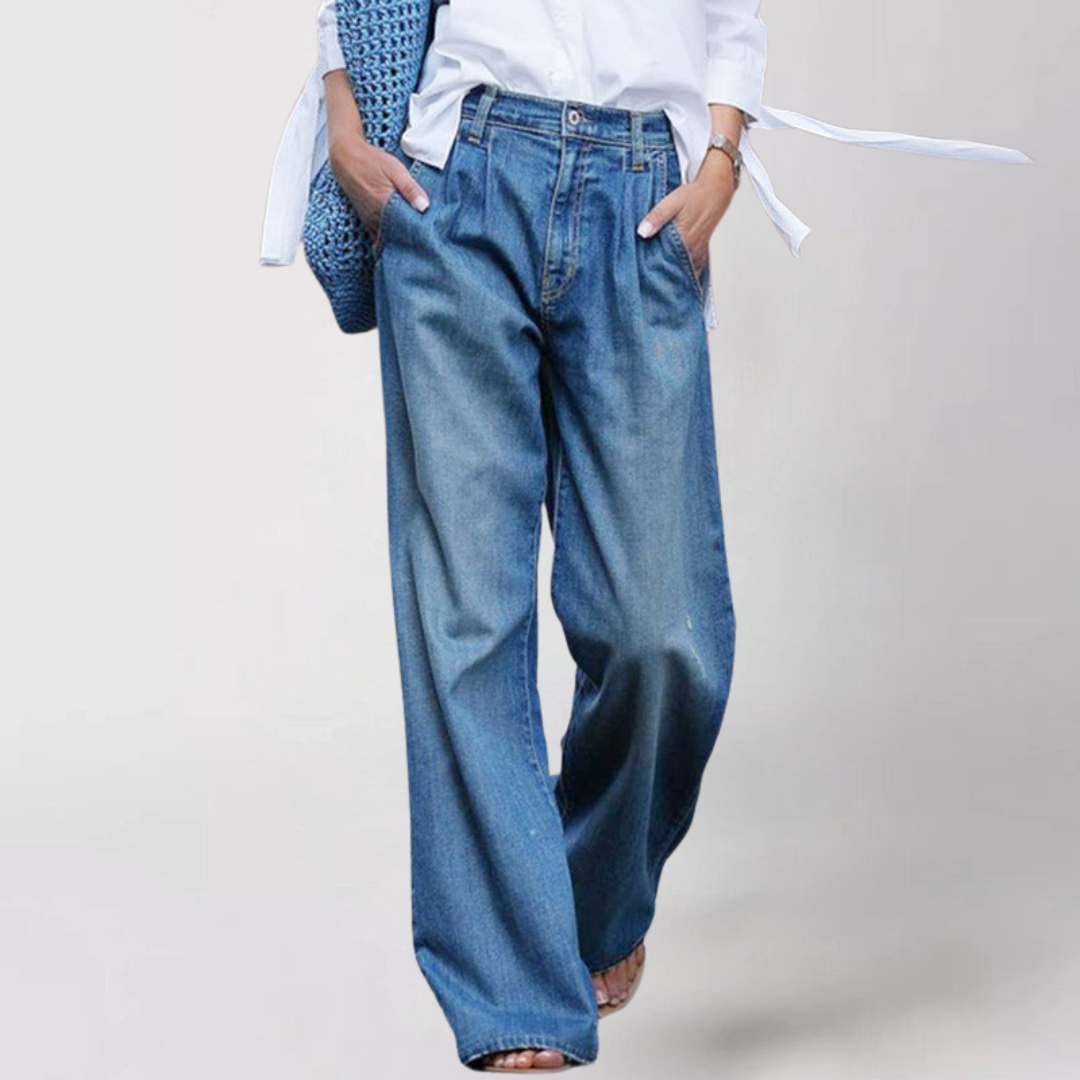 Wide leg jeans til kvinder med høj talje