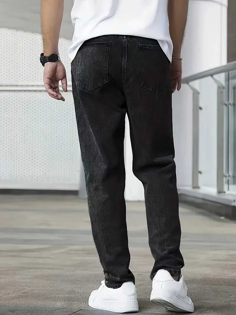Herre straight leg jeans lysvaskede denim bukser