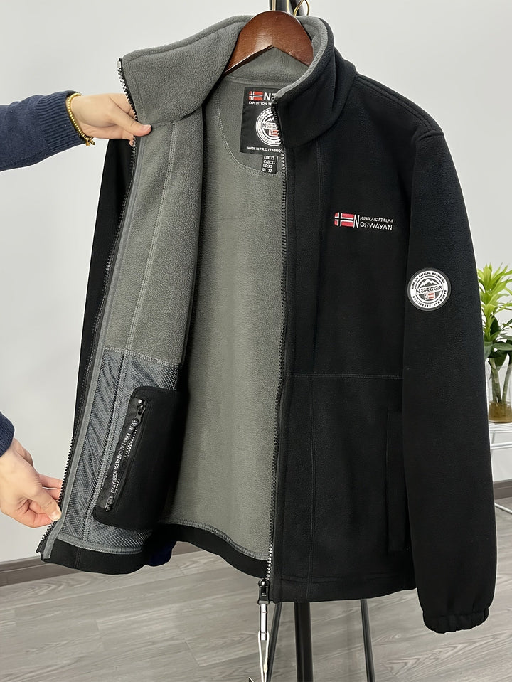 Herre fleecejakke med krave – varm og blød outdoor jakke