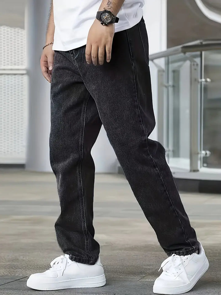 Herre straight leg jeans lysvaskede denim bukser