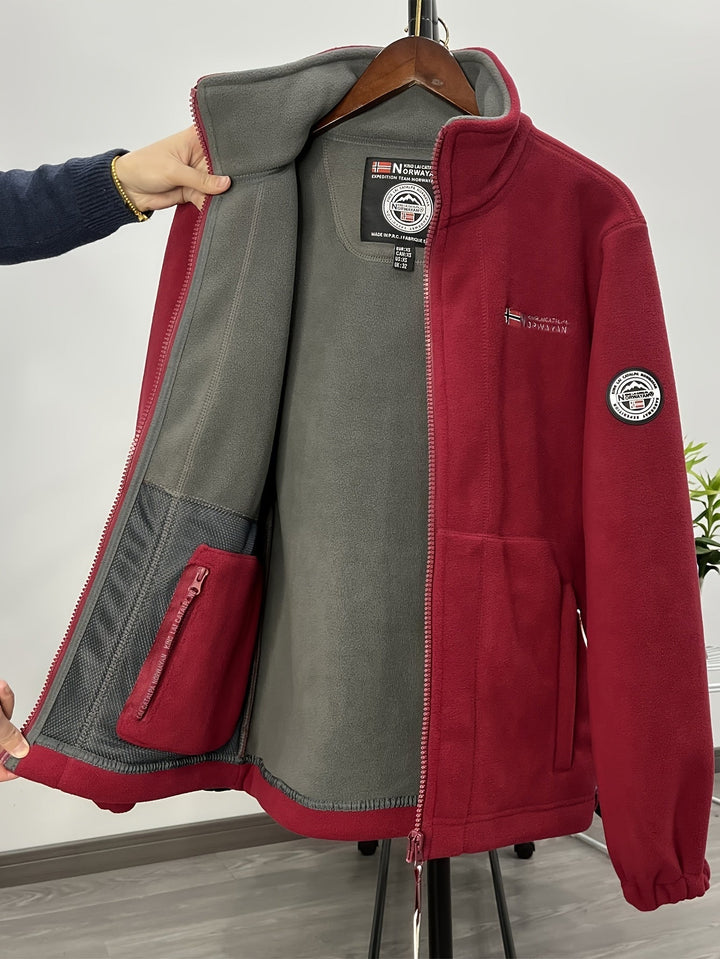 Herre fleecejakke med krave – varm og blød outdoor jakke