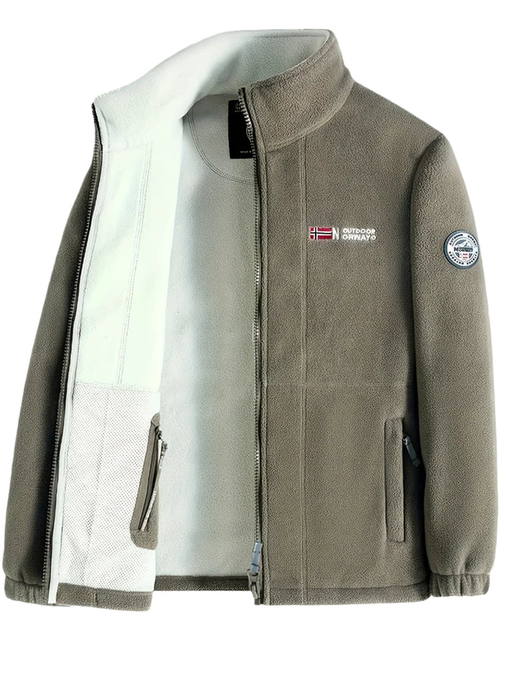 Herre fleecejakke med krave – varm og blød outdoor jakke