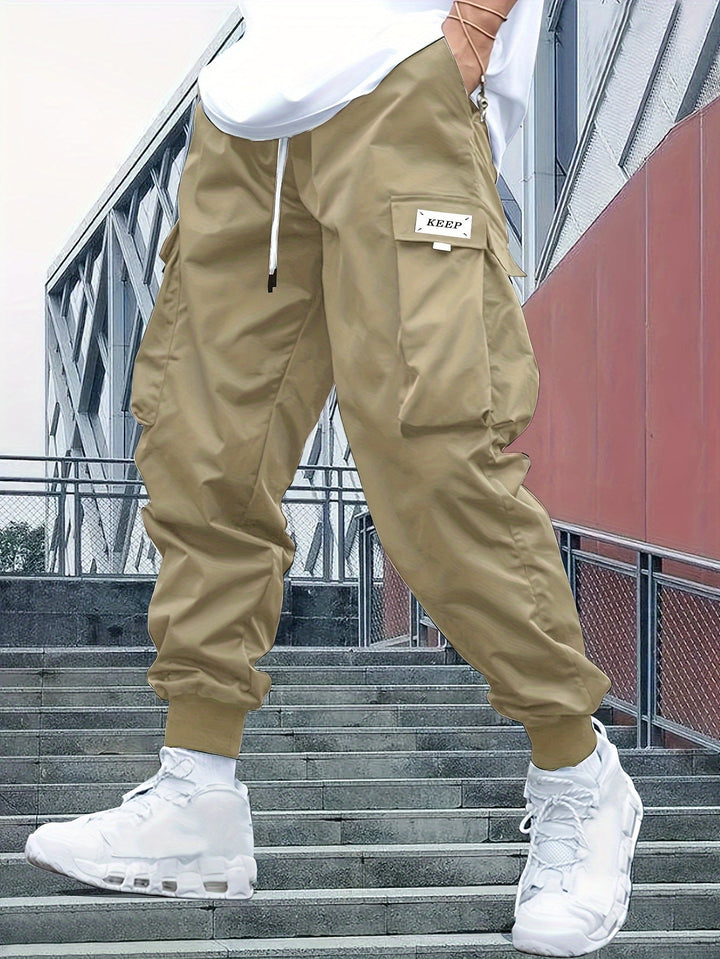 Herre cargo joggebukser med sidelommer og elastisk kant