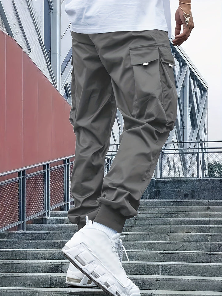 Herre cargo joggebukser med sidelommer og elastisk kant