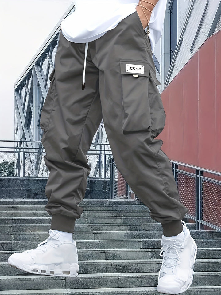 Herre cargo joggebukser med sidelommer og elastisk kant