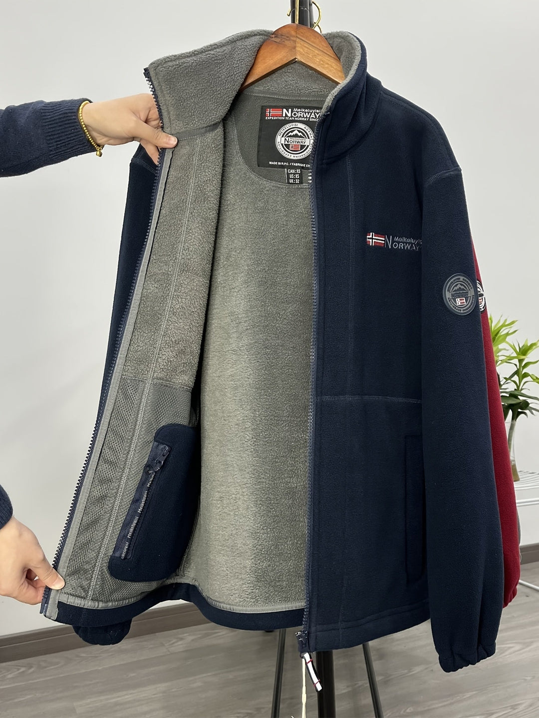 Herre fleecejakke med krave – varm og blød outdoor jakke