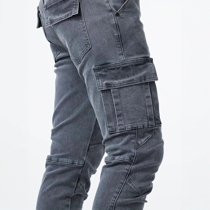 Herre cargo jeans stretchy bukser med lommer