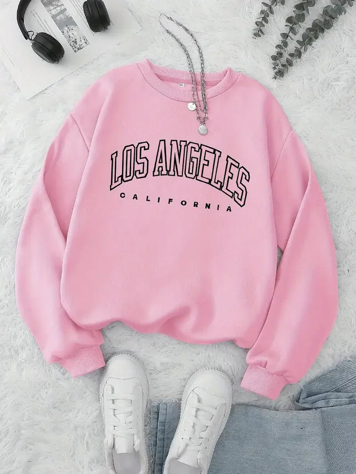 Sweatshirt dame afslappet pullover med tryk